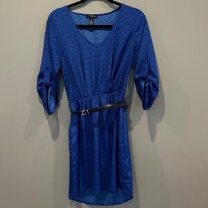 Aqua Blue Zigzag Long Sleeve Dress